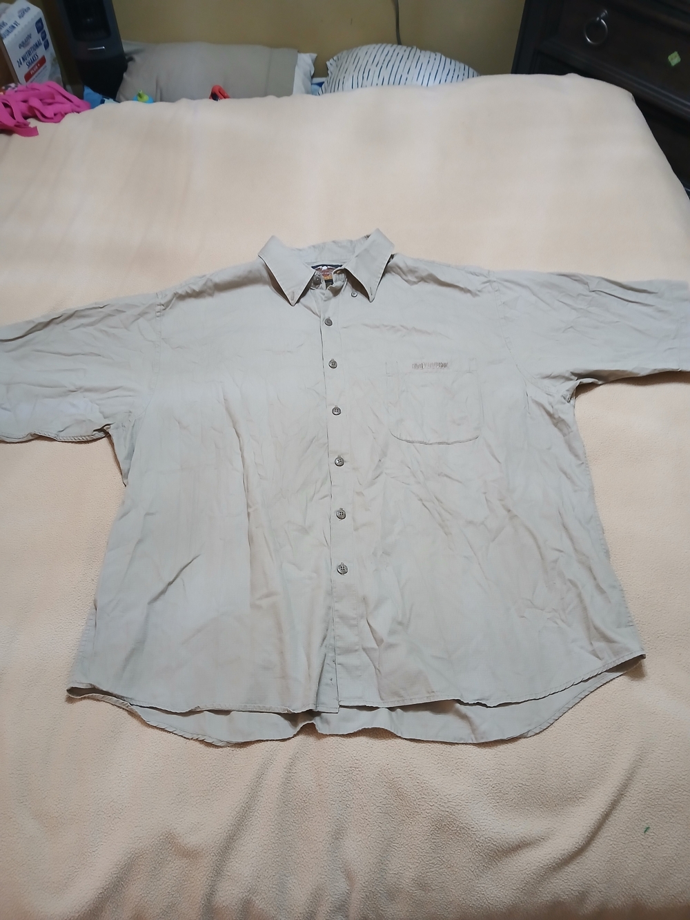 Harley-Davidson Men's Button-Down Shirt in Light Beige